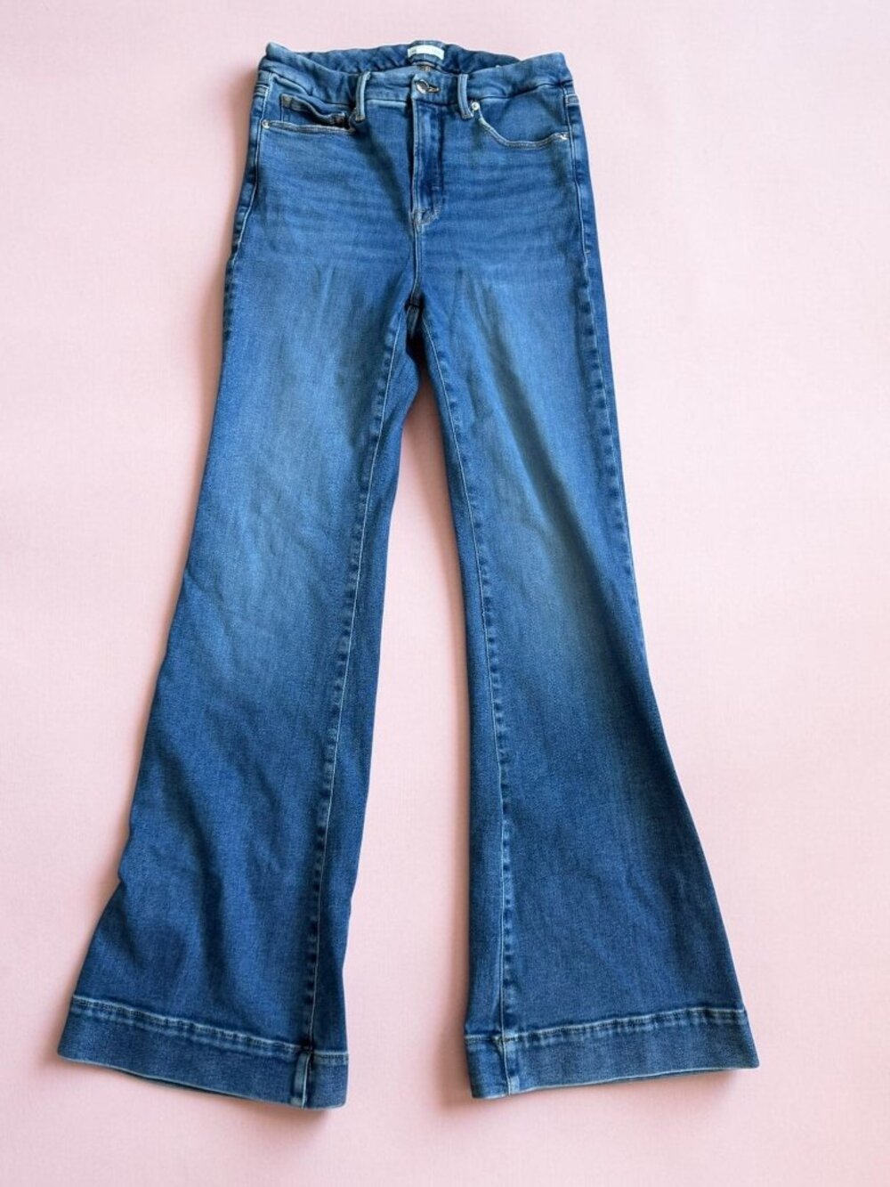 GOOD AMERICAN Womens Flare Leg Denim Jeans Size 15